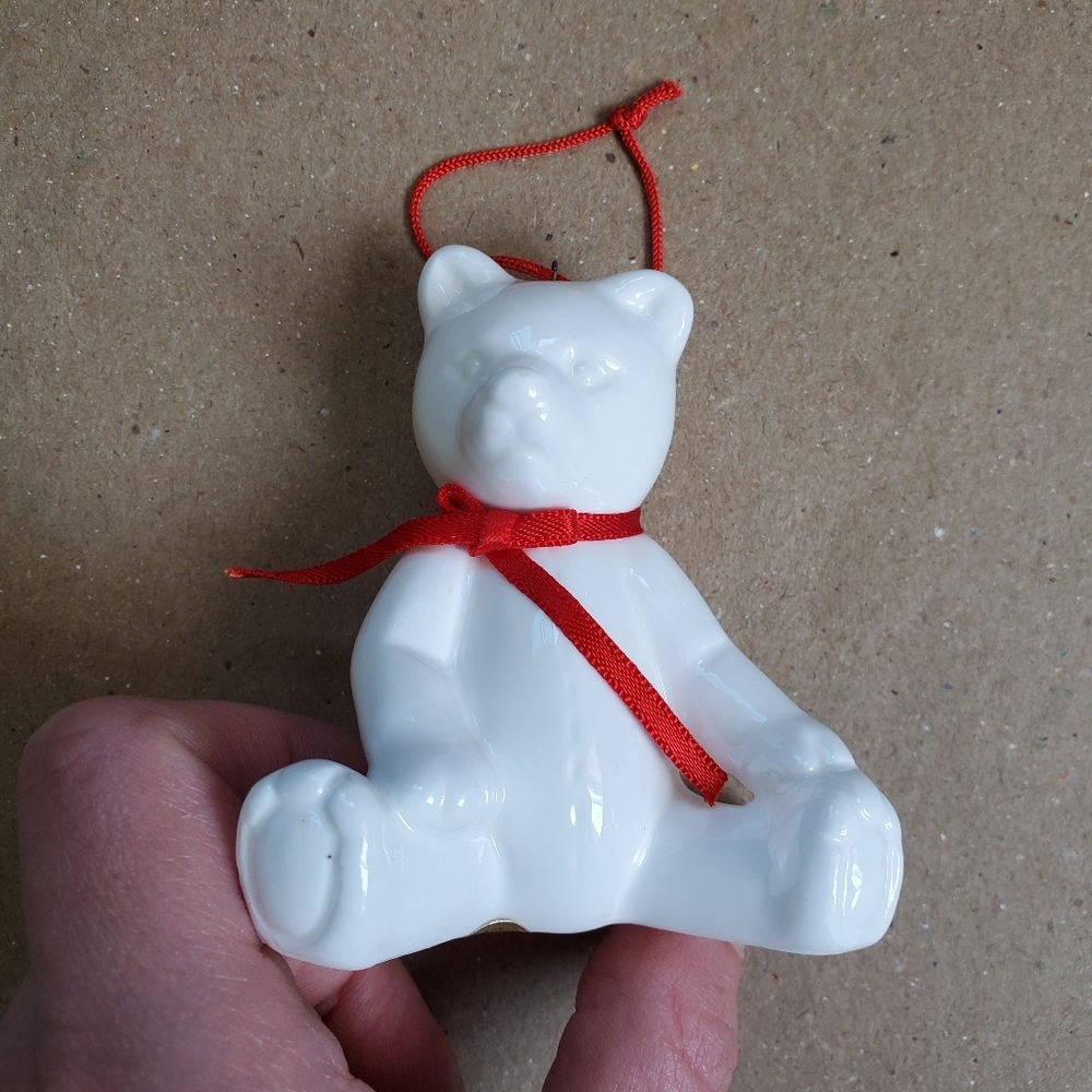 Vintage fine‎ bone China bear Christmas tree ornament decor